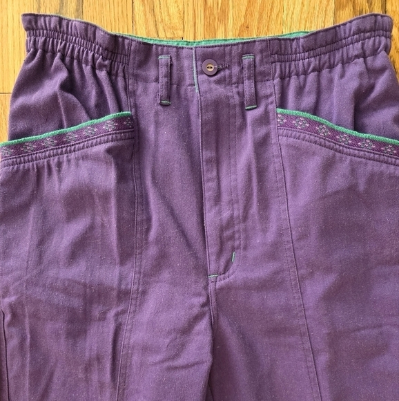 Set Of 2 Code Nouveau Pants Size 5 Purple & Khaki Early 90s Vintage - Picture 3 of 7